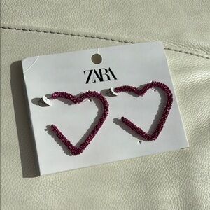 Zara‎ Sparkling Pink Heart Earrings